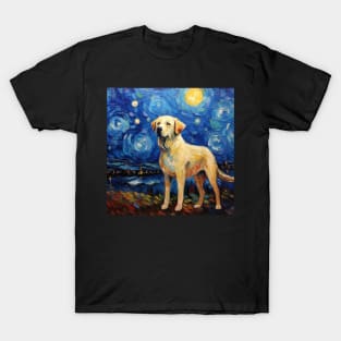 Yellow Anatolian Shepherd Dog painted in Starry Night style T-Shirt